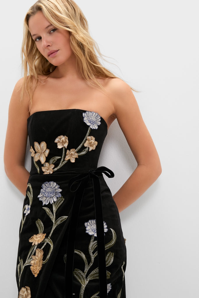 Hand Embroidered Laguna Cinefila Velvet Maxi Dress