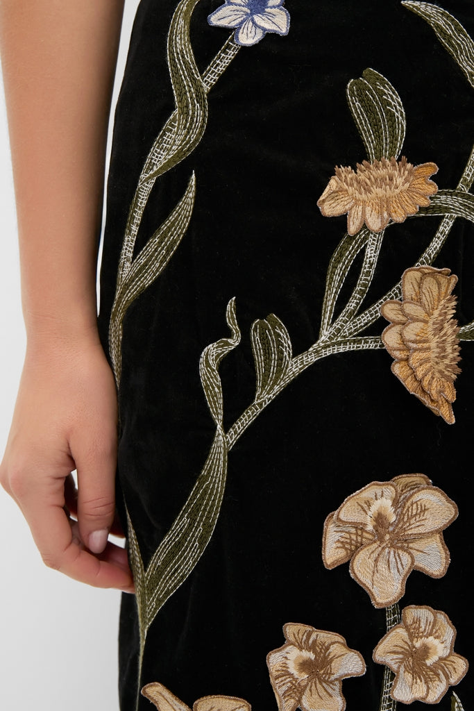 Hand Embroidered Laguna Cinefila Velvet Maxi Dress