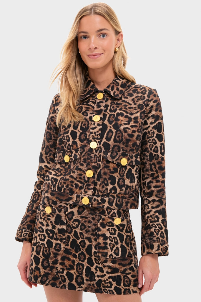 L'Agence - L'AGENCE カジュアルジャケット 4(XL位) カーキx茶x黒(豹柄) 【古着】【中古】 Brown Multi Patch Leopard Nyx Crop Jacket | L'AGENCE