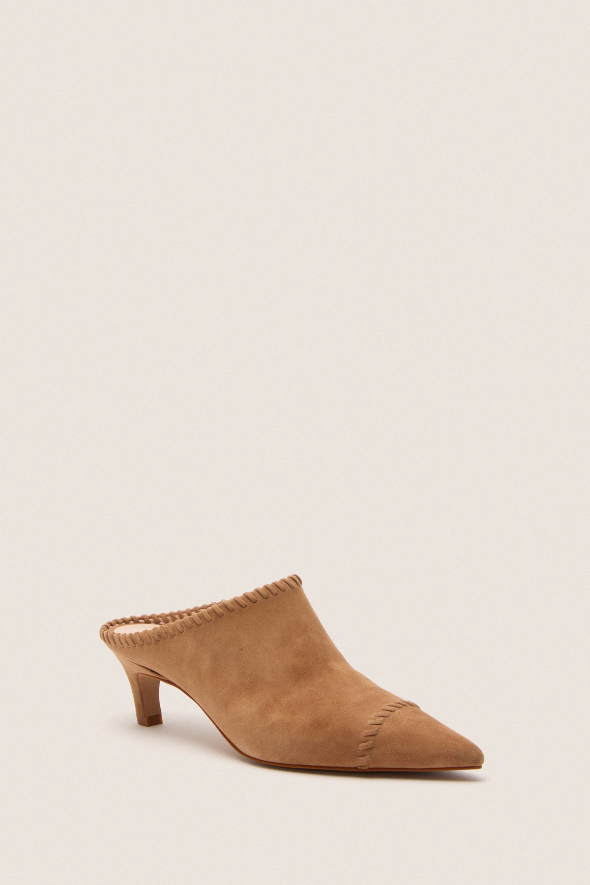 Camel Suede Whipstitch Kathryn Mules