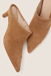 Camel Suede Whipstitch Kathryn Mules