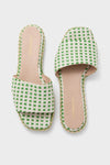 Green Gingham Veronica Slide Sandals