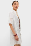 White Babette Eyelet Swim Tie Front Coverup