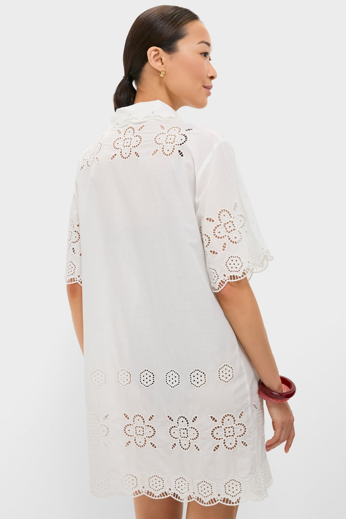 White Babette Eyelet Swim Tie Front Coverup