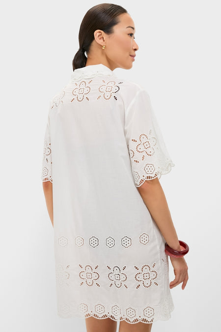 White Babette Eyelet Swim Tie Front Coverup