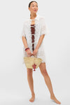 White Babette Eyelet Swim Tie Front Coverup