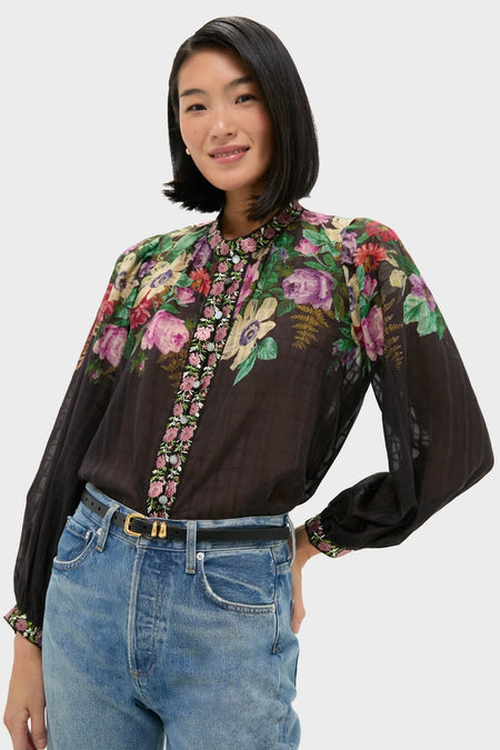 Multi Viktoria Print Long Sleeve Blouse