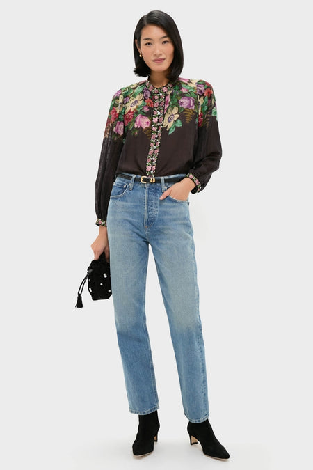 Multi Viktoria Print Long Sleeve Blouse