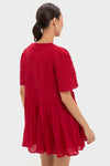 Red Imogen Solid Short Sleeve Dress