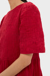 Red Imogen Solid Short Sleeve Dress