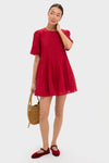 Red Imogen Solid Short Sleeve Dress