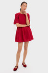 Red Imogen Solid Short Sleeve Dress