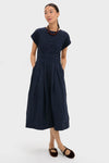 Navy Imogen Solid Midi Dress