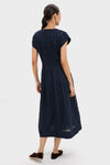 Navy Imogen Solid Midi Dress