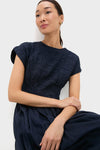 Navy Imogen Solid Midi Dress