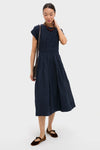 Navy Imogen Solid Midi Dress
