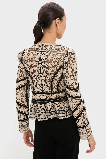 Multi Bea Embroidery Long Sleeve Top