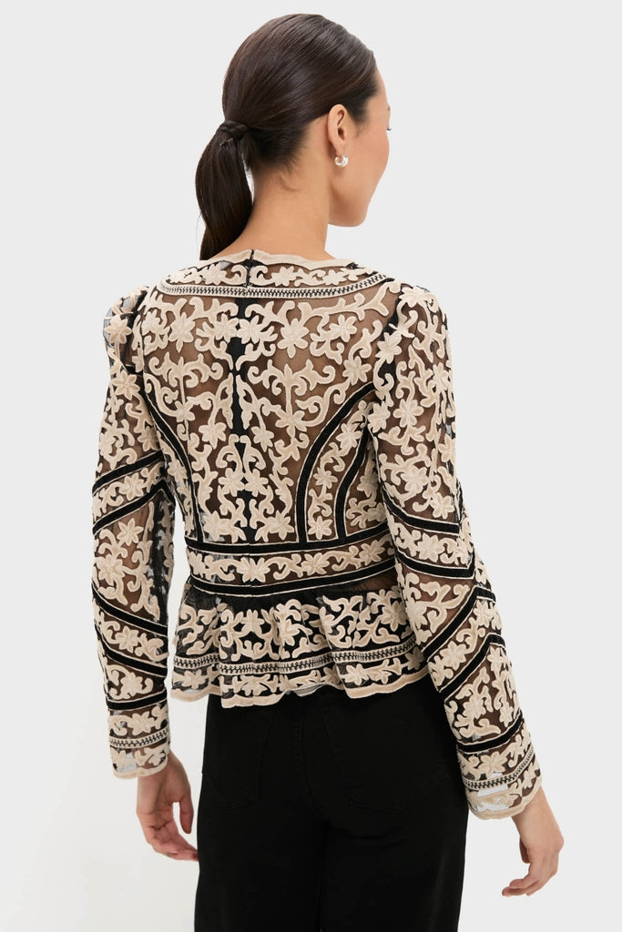 Multi Bea Embroidery Long Sleeve Top