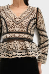 Multi Bea Embroidery Long Sleeve Top