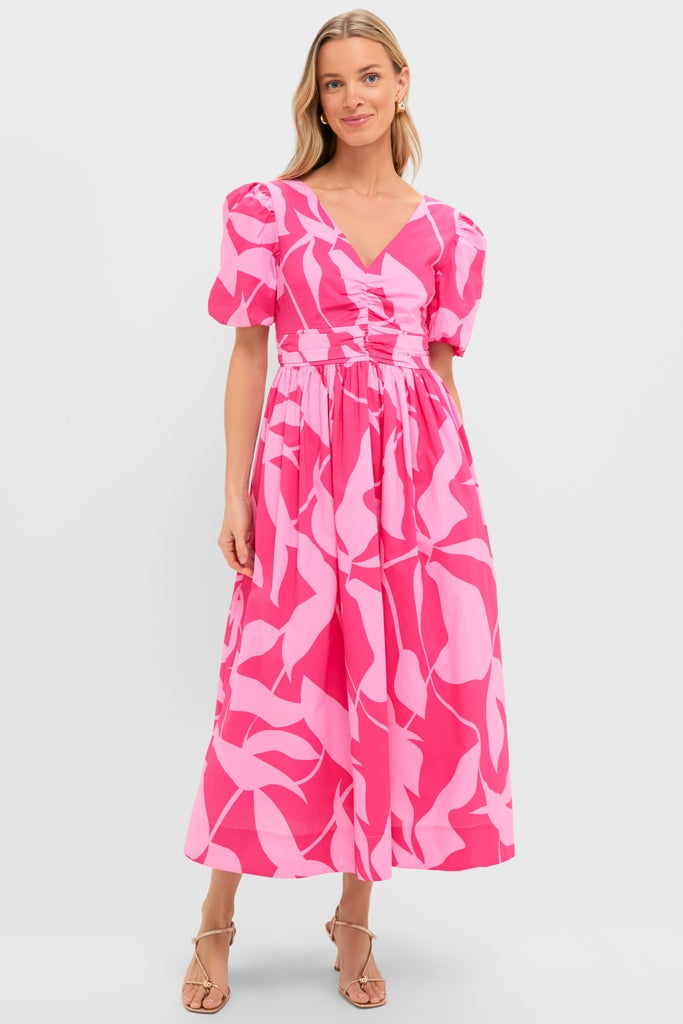 pink maxi dress short sleeve Standards & Practices Women's Short Sleeve V-Neck Wrap Maxi Dress, Deep Rose Pink - Robin