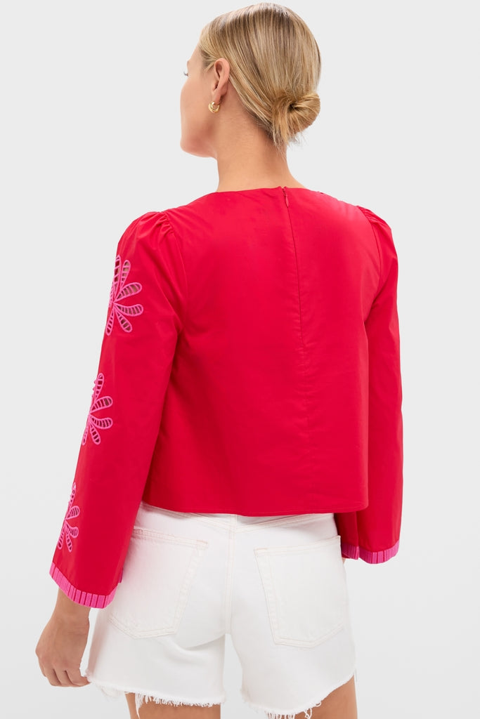 Red & Pink Embroidered Atlantic Blouse