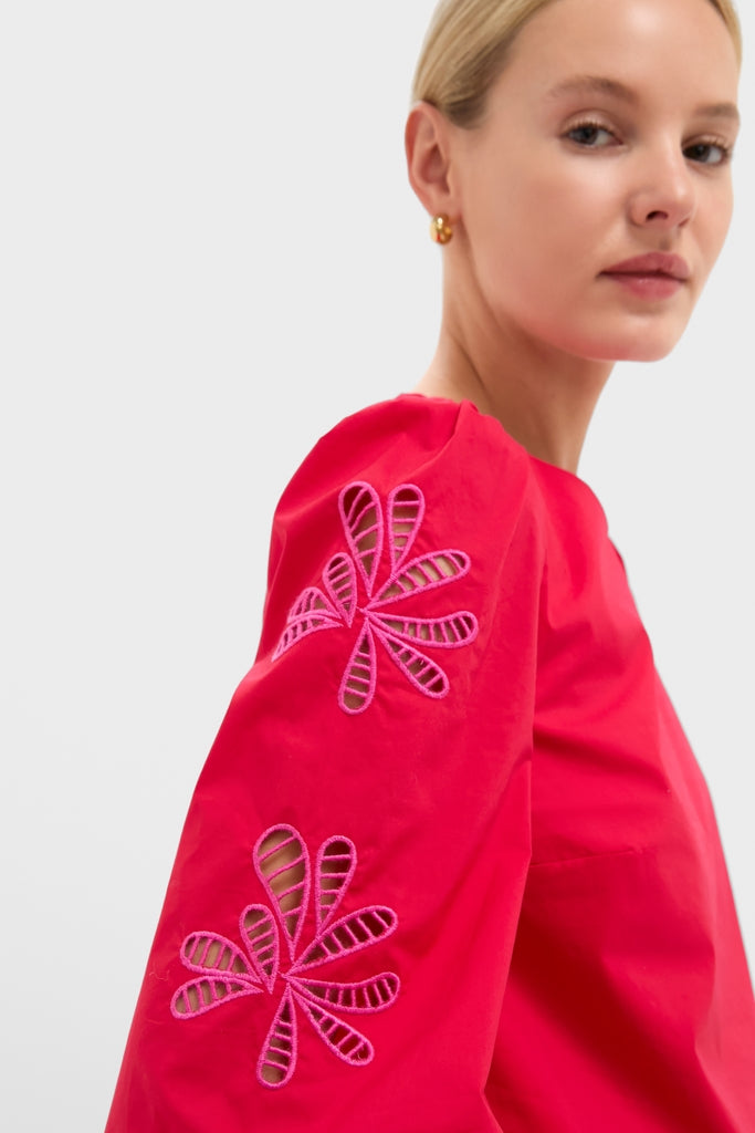 Red & Pink Embroidered Atlantic Blouse