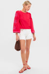 Red & Pink Embroidered Atlantic Blouse