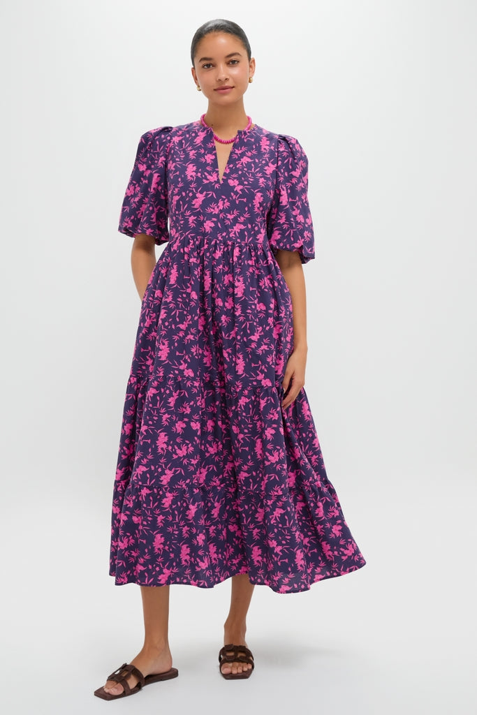 Navy & Fuchsia Floral Cisco Maxi Dress | Hyacinth House