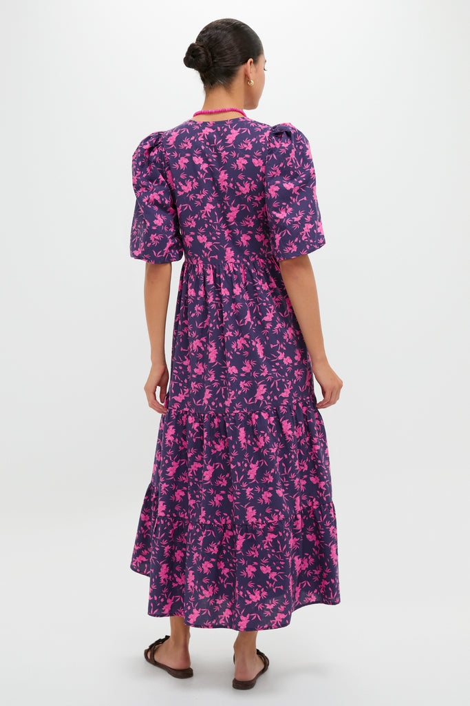 Navy & Fuchsia Floral Cisco Maxi Dress