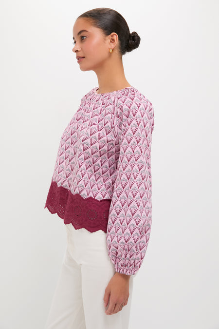 Blush Trellis Floral Marika Blouse