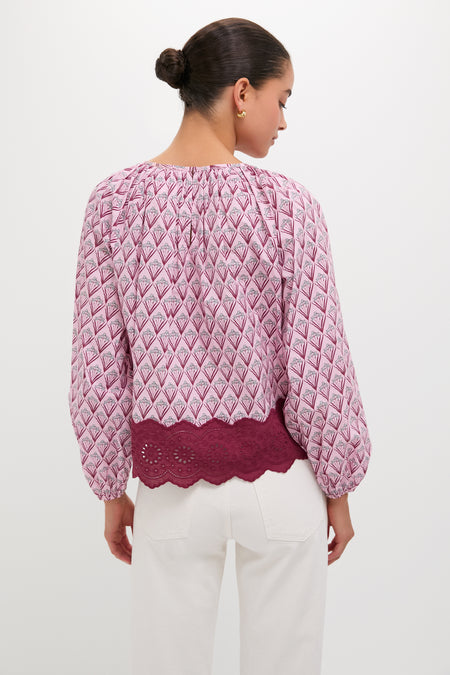 Blush Trellis Floral Marika Blouse