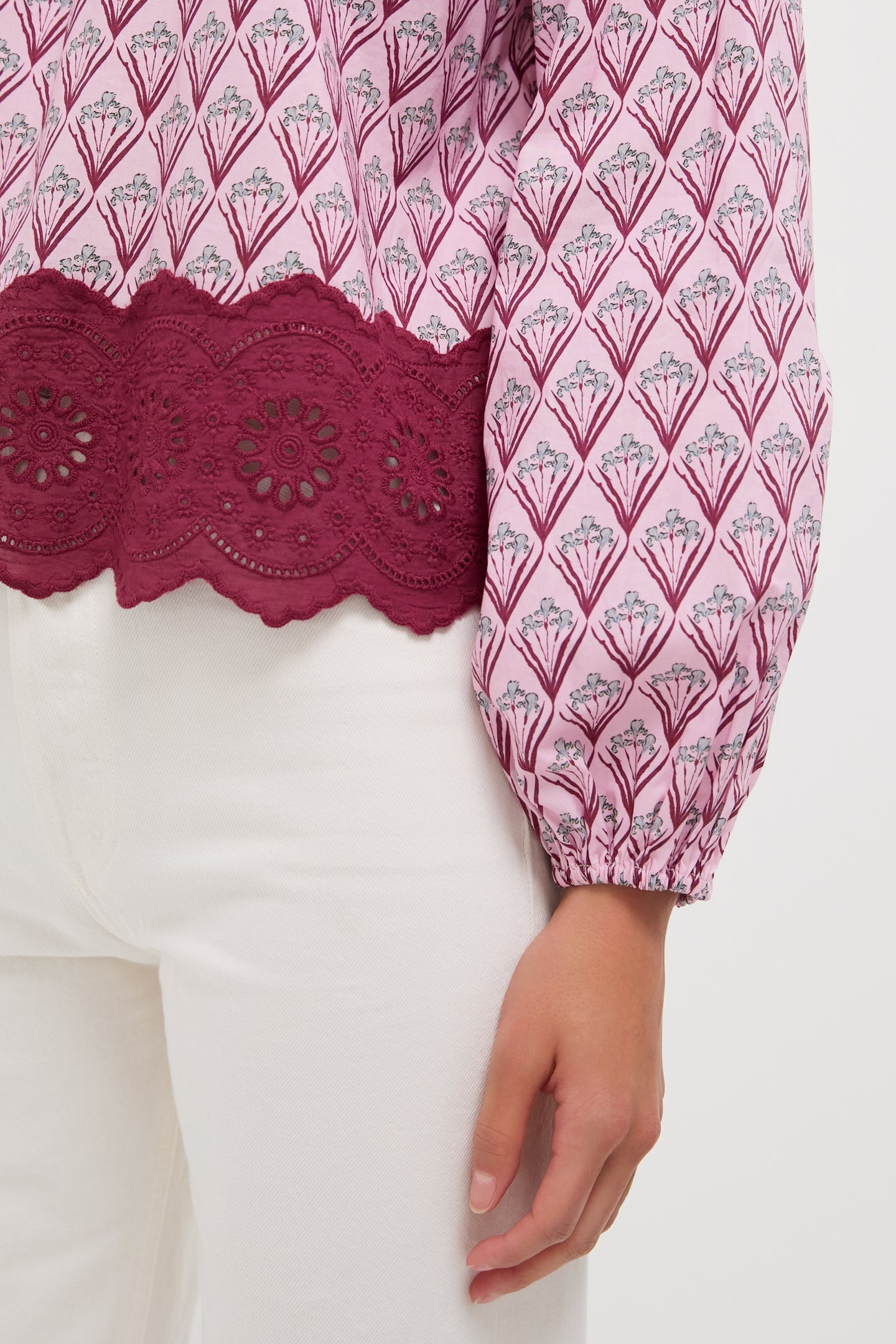 Blush Trellis Floral Marika Blouse