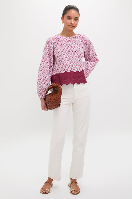 Blush Trellis Floral Marika Blouse