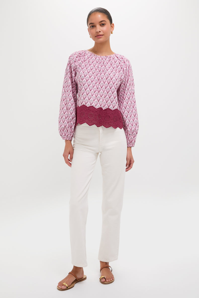Blush Trellis Floral Marika Blouse