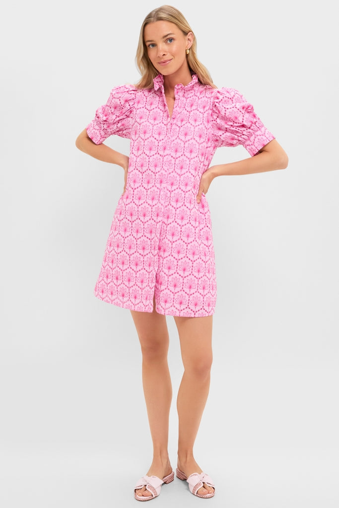 Pink Palm Eyelet Louisa Mini Dress Pink Palm Eyelet Louisa Mini Dress