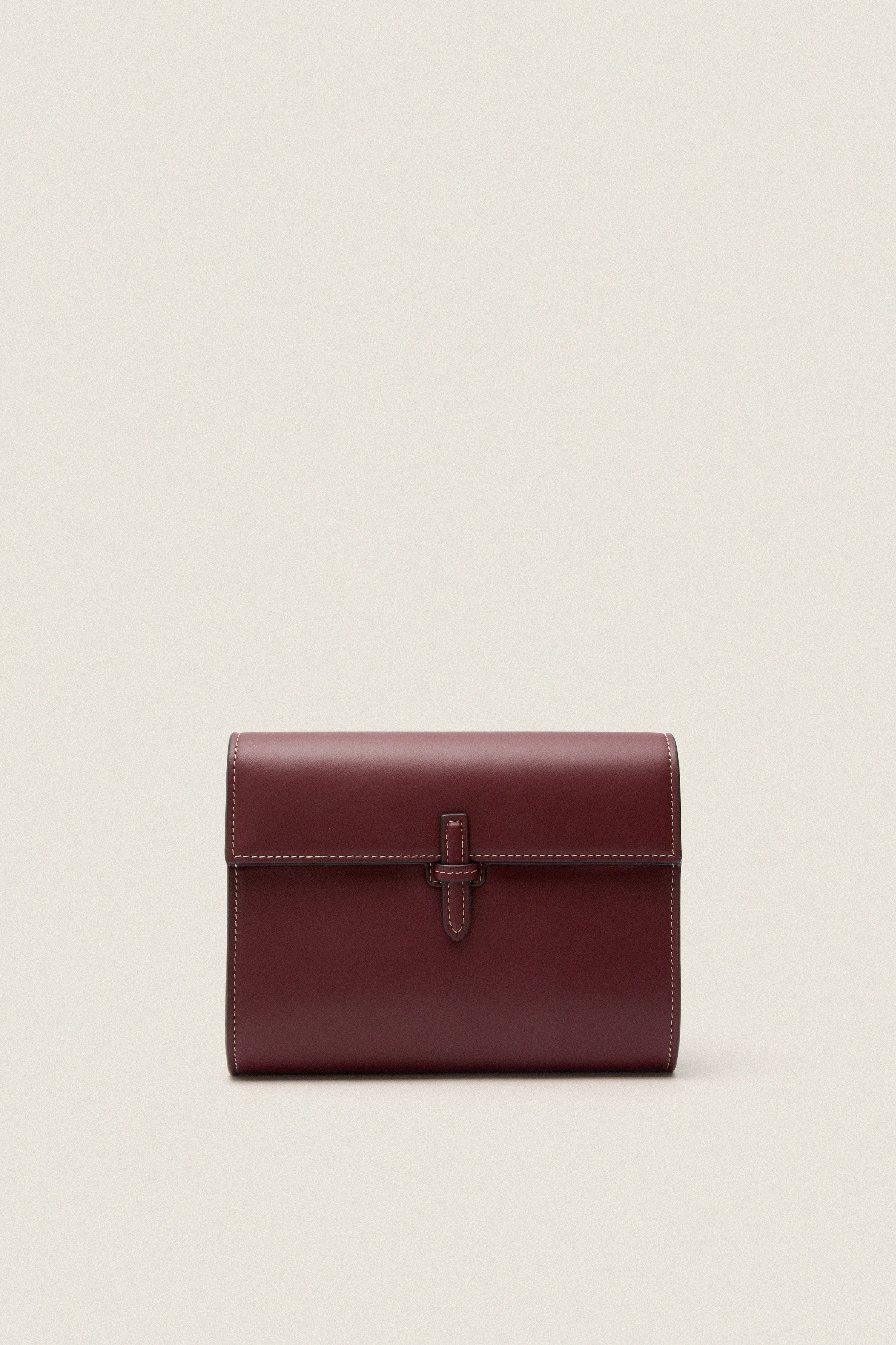 Burgundy Small Soft Napa Clutch