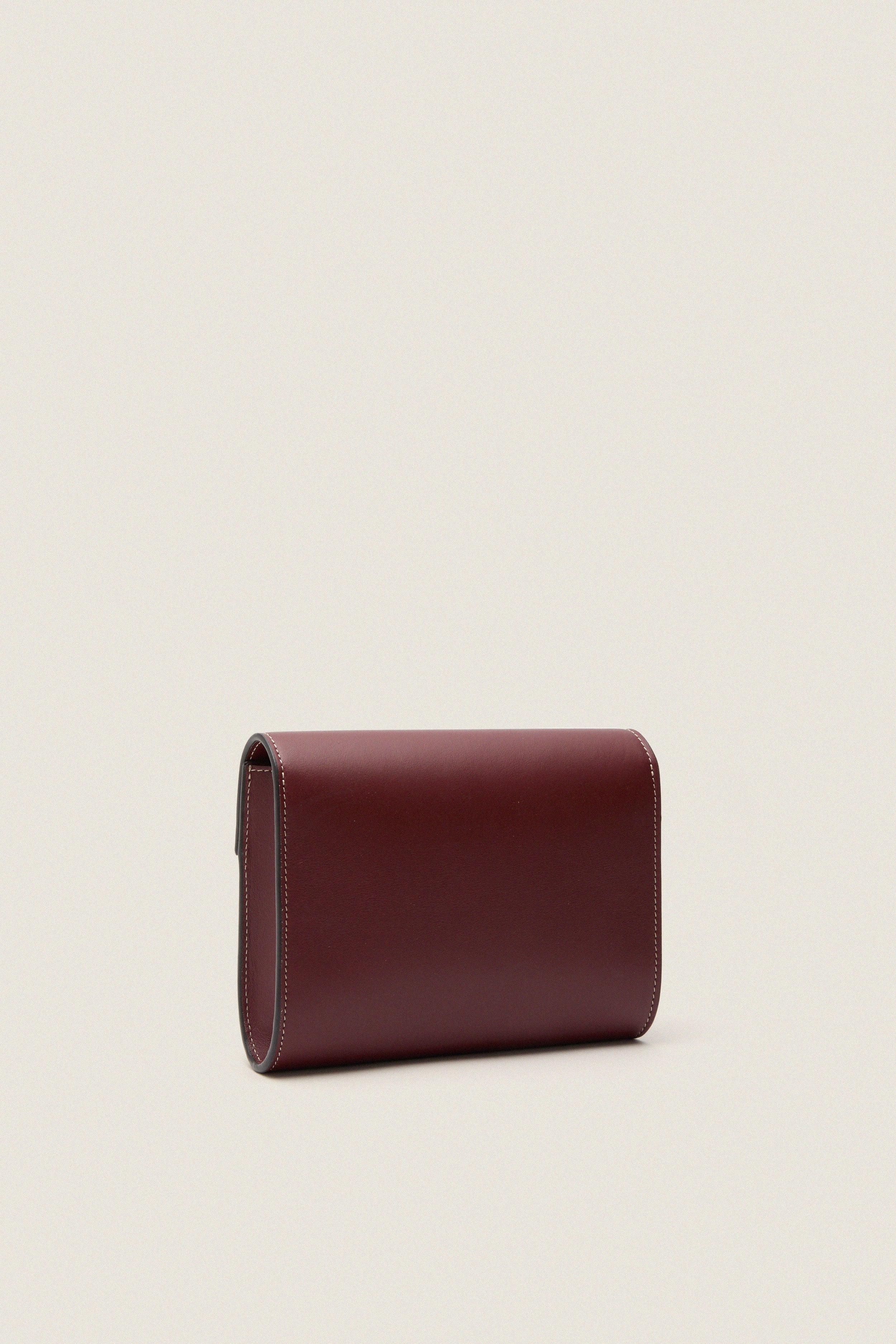 Burgundy Small Soft Napa Clutch