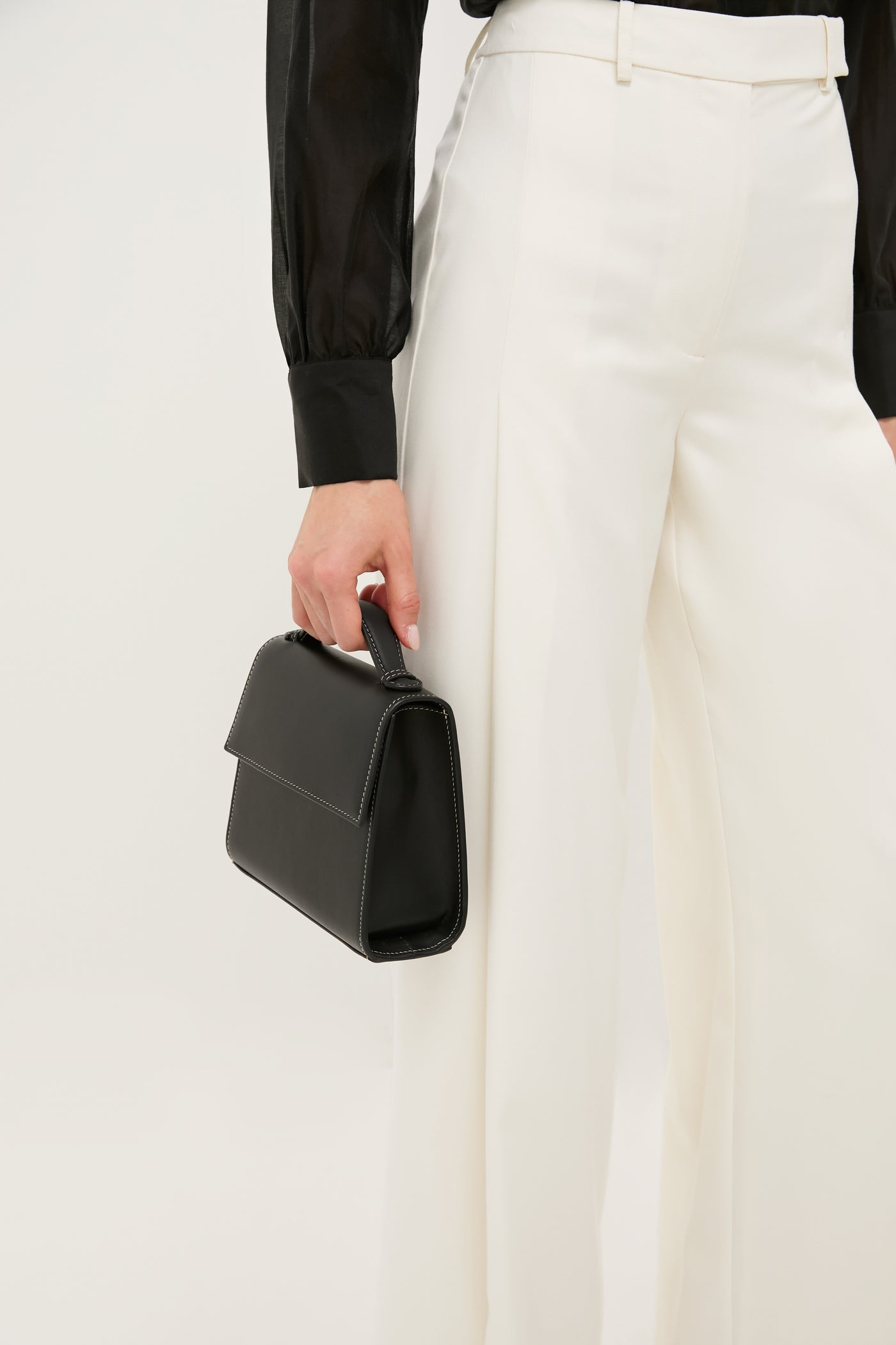 Black Nappa Small Top Handle