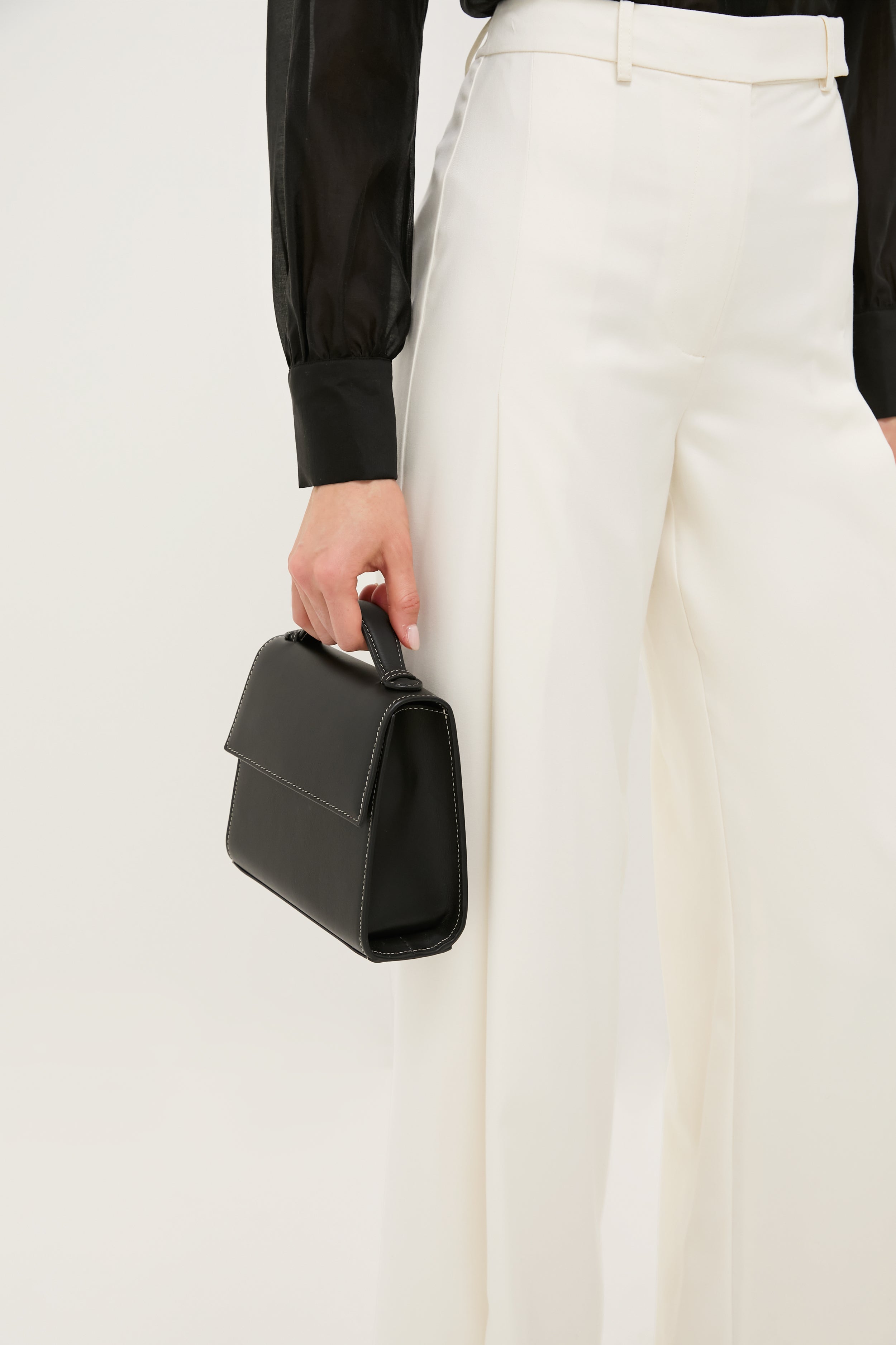 Black Nappa Small Top Handle