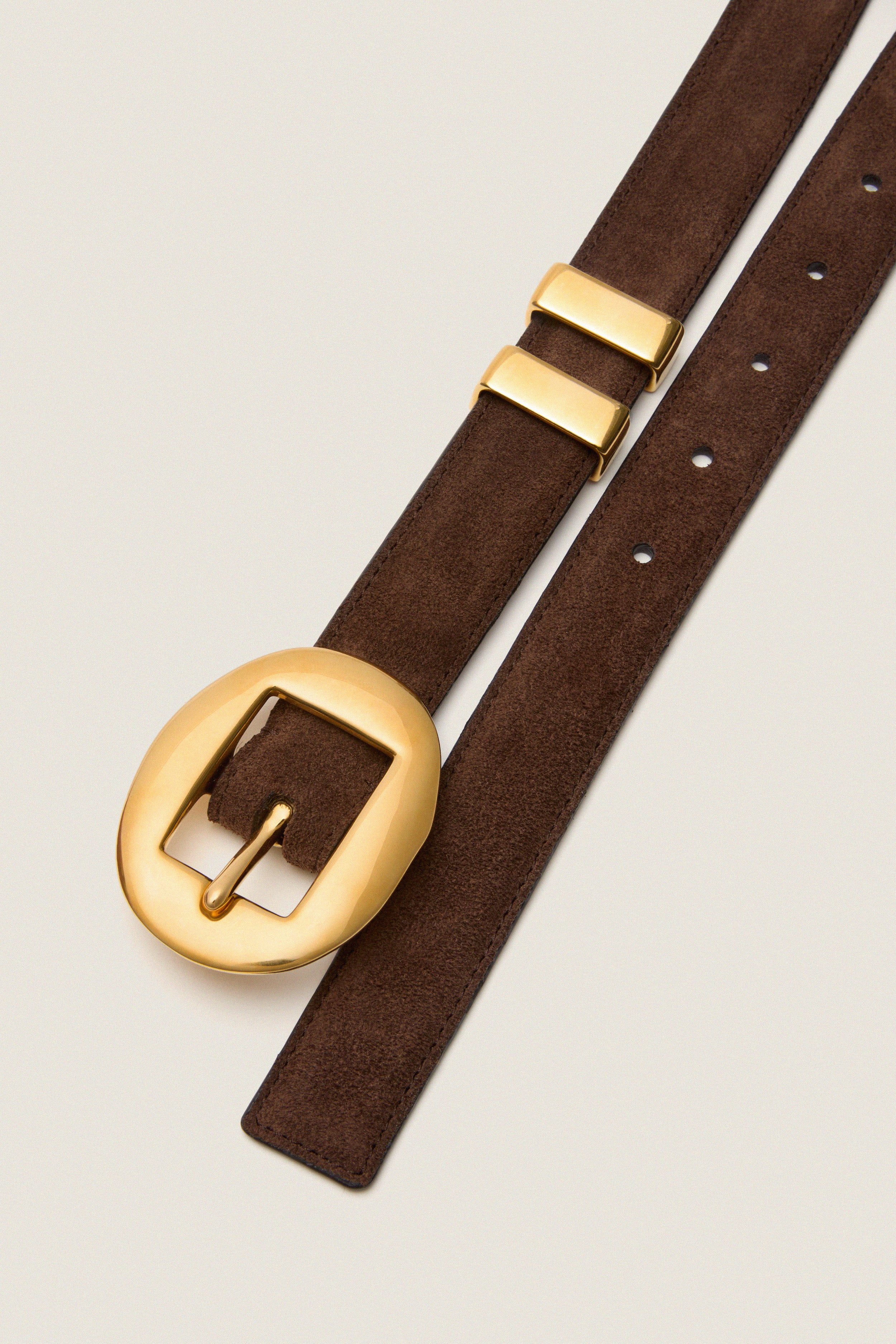 Chocolate Vintage Brass Buckle Belt