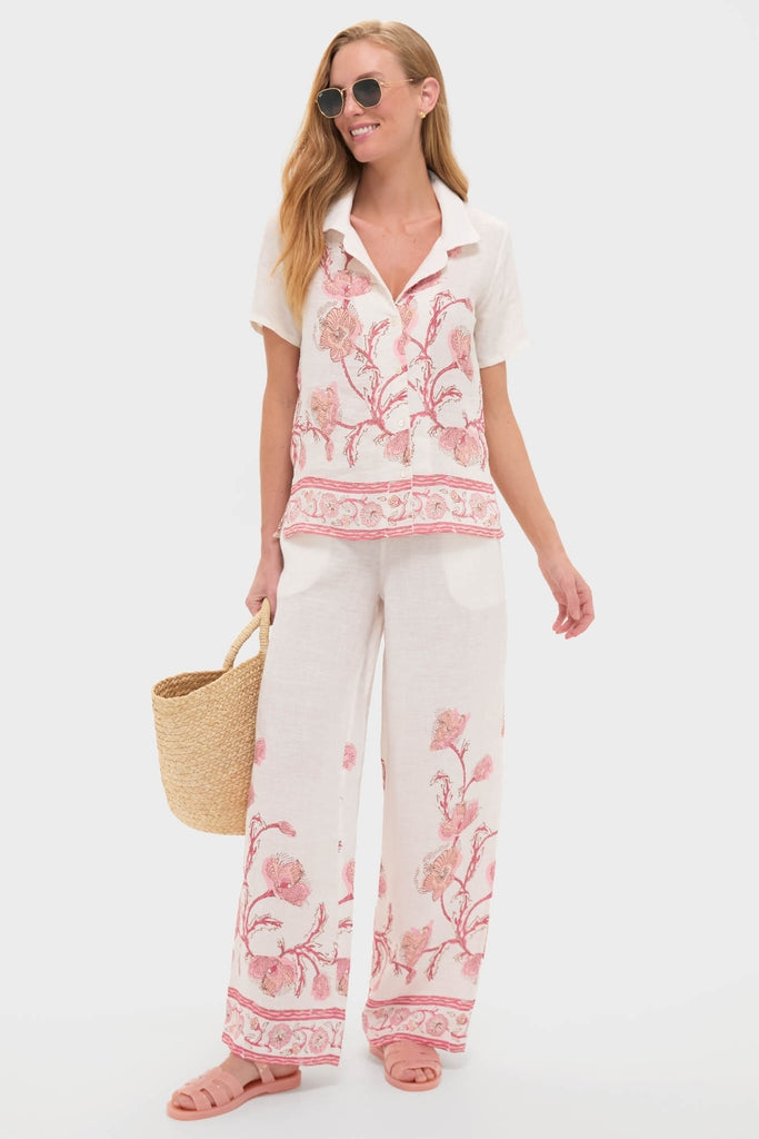 Hibiscus Bloom Pink Florentine Pants | Hannah Artwear