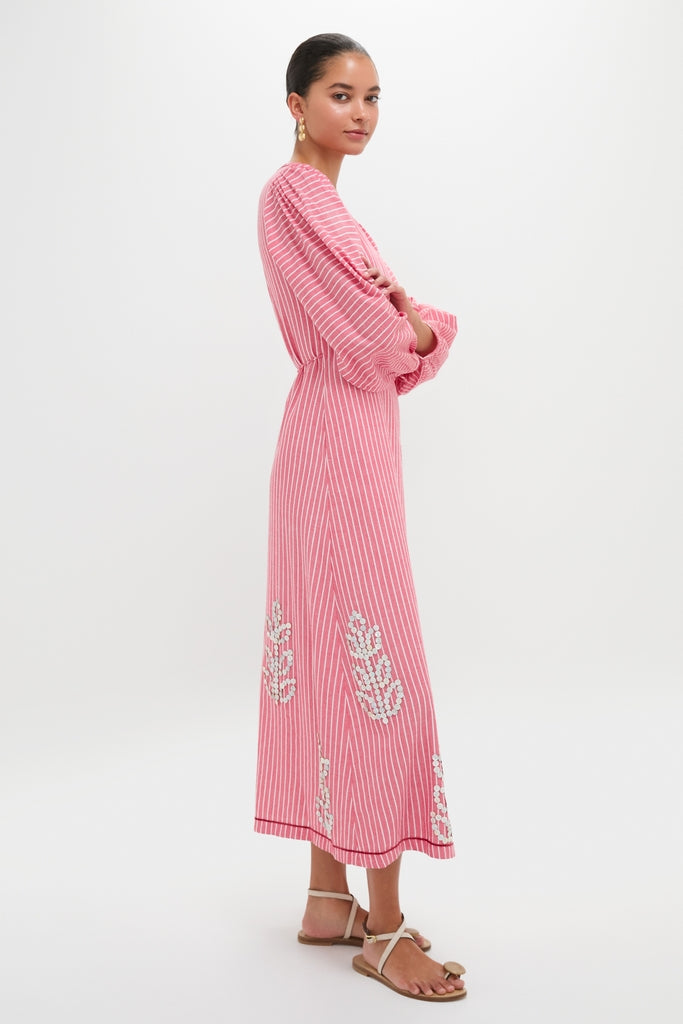 Red Stripe Sofia Robe Midi Dress