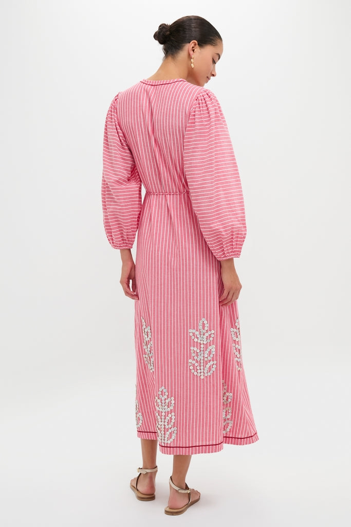 Red Stripe Sofia Robe Midi Dress