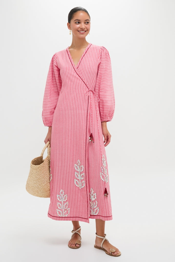 Red Striped Robe Red Stripe Sofia Robe Midi Dress | Carolina K.