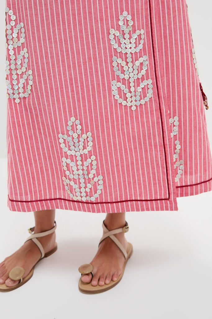 Red Stripe Sofia Robe Midi Dress