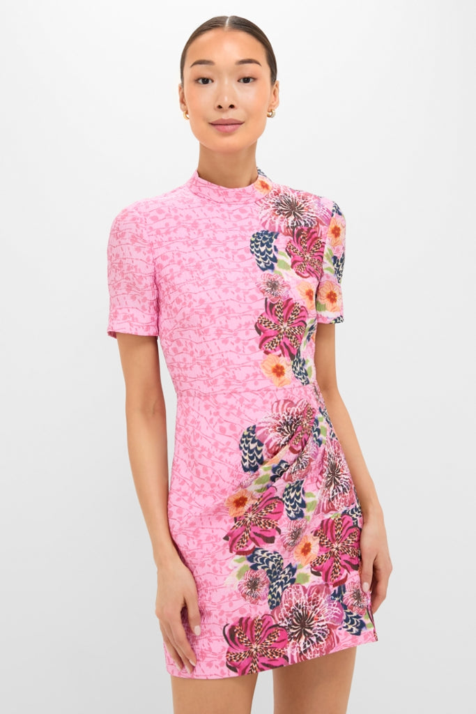 Bamboo Bloom Draped Mini Dress | Saloni