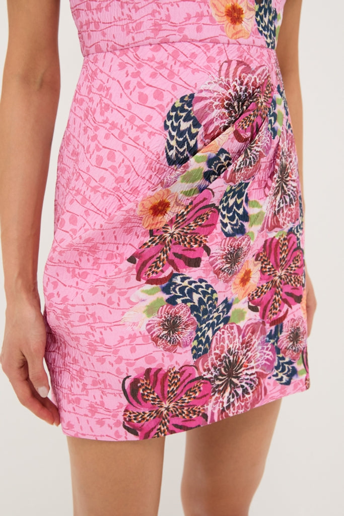Bamboo Bloom Draped Mini Dress | Saloni