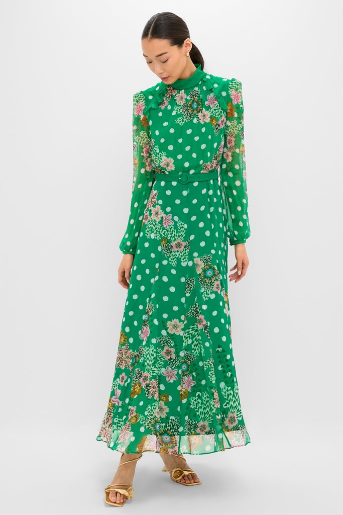 saloni long sleeve dress Jacqui Long Dress in Jardine Duckegg  SALONI
