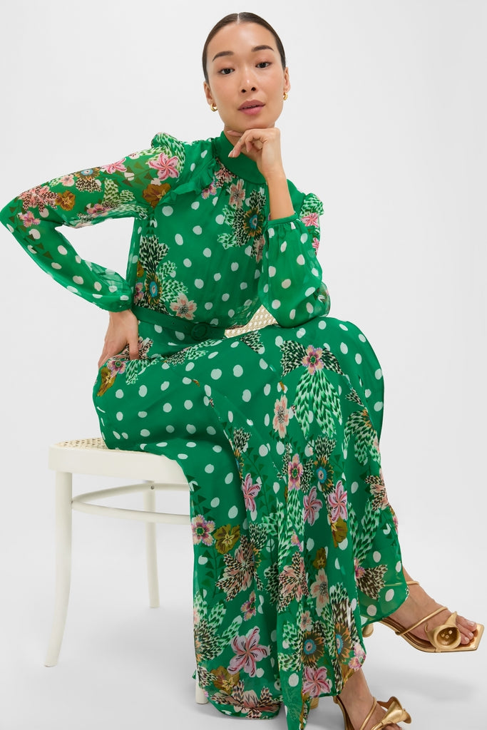 Celosia Polka Jacqui-B Maxi Dress