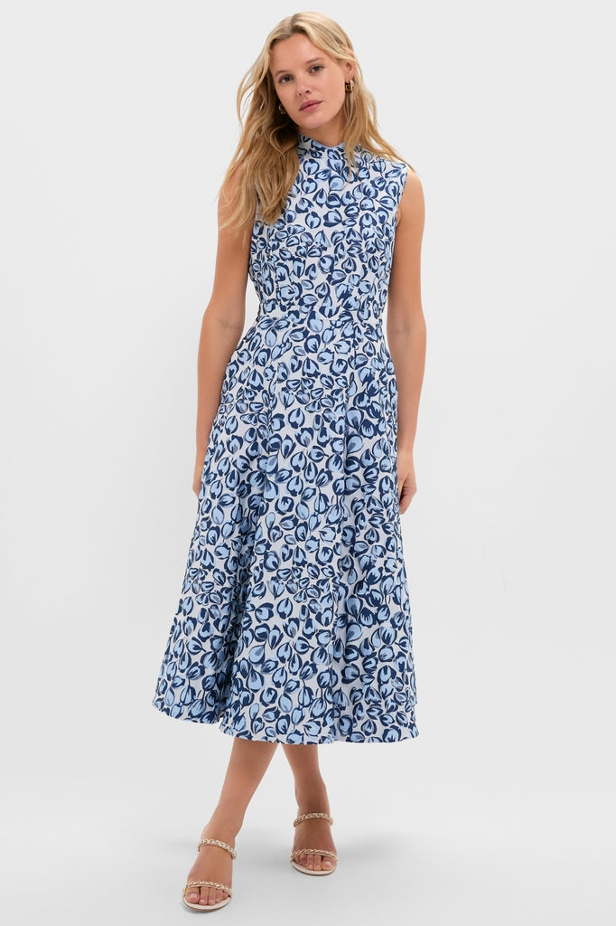 Porcelain Blues Flora Midi Dress